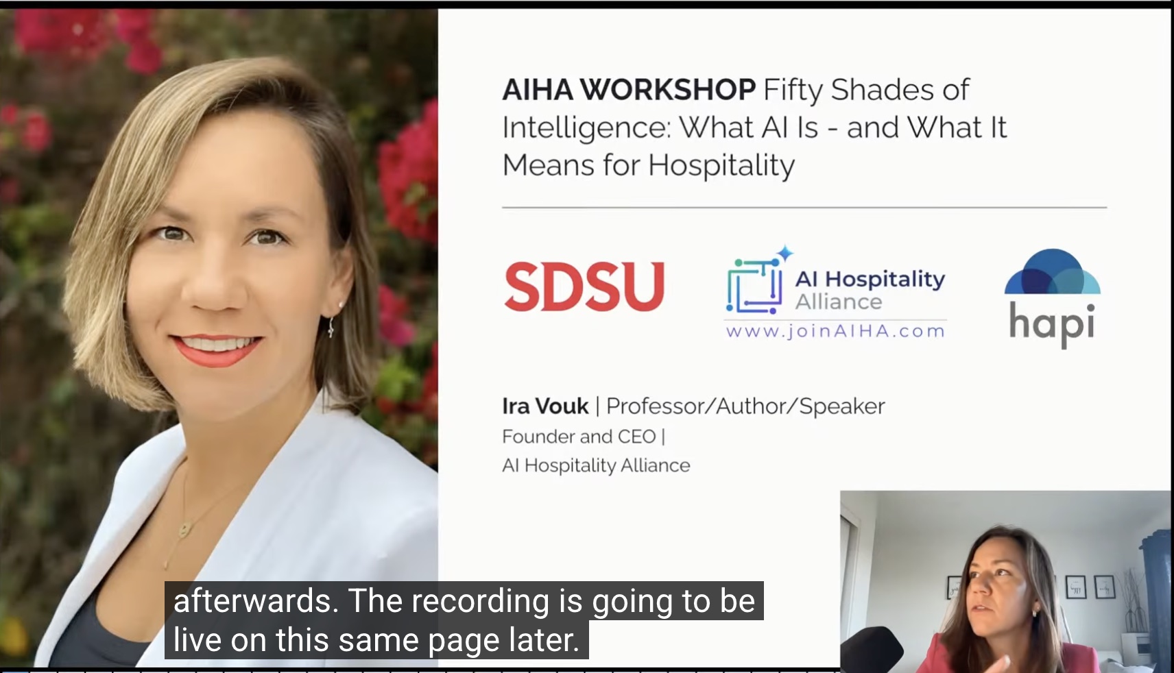AIHA Academy workshop "Fifty Shades of Intelligence: What AI Is — and What It Means for Hospitality" with Ira Vouk